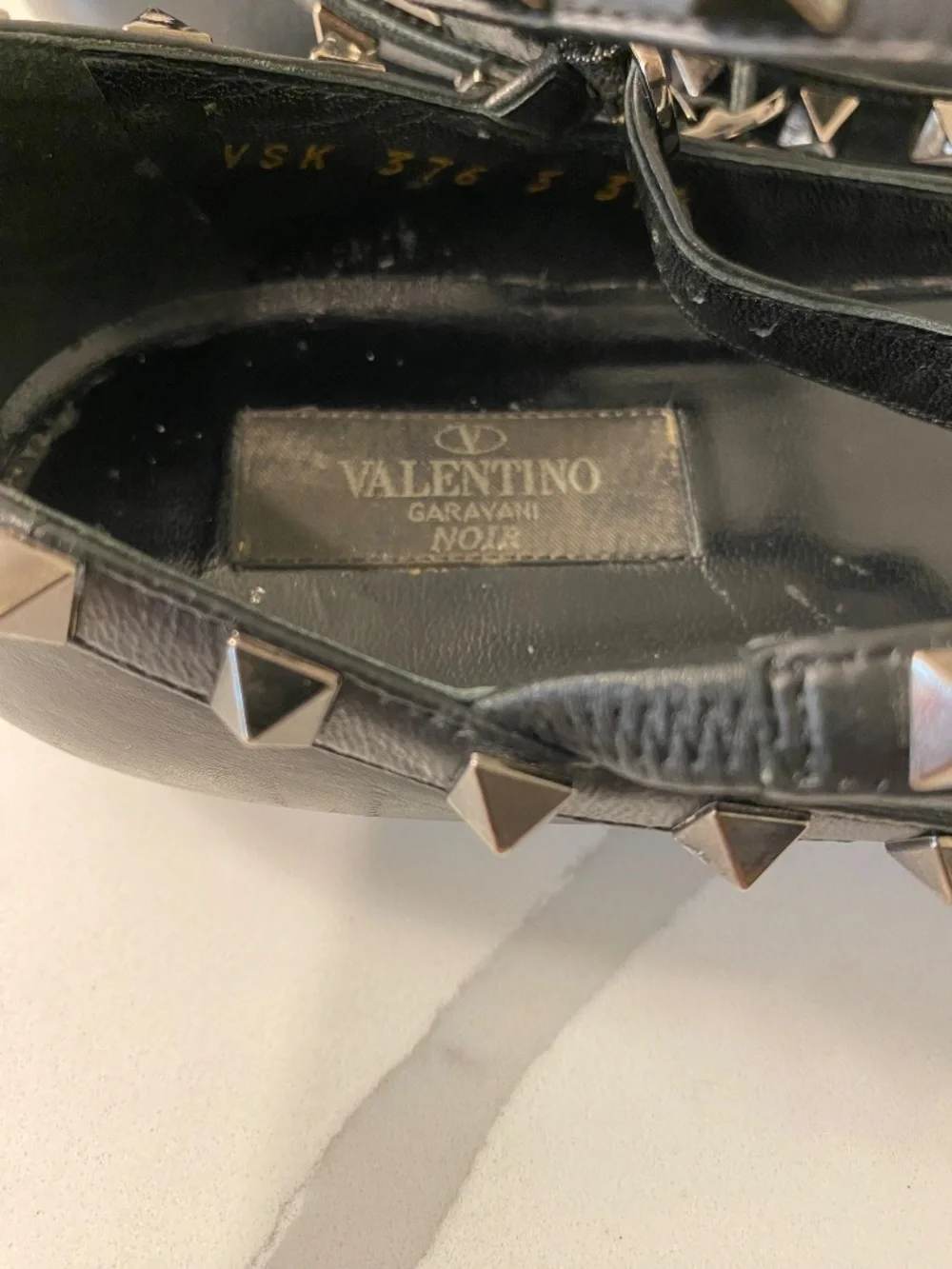 Valentino Rockstud Flats Noir 37 1/2 - Picture 6 of 7